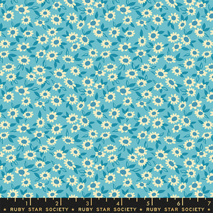 Stay Gold Turquoise Morning Daisy Flower RS0023 15 designed by Melody Miller of Ruby Star Society for Moda