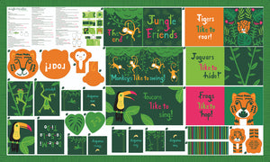 Jungle Paradise Quiet Book Panel 36" x 60" Multi 20780 11 designed by Stacy Iset Hsu for Moda