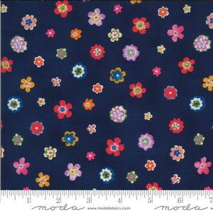 Lulu Flowers Navy 33585 11 designed by Chez Moi for Moda