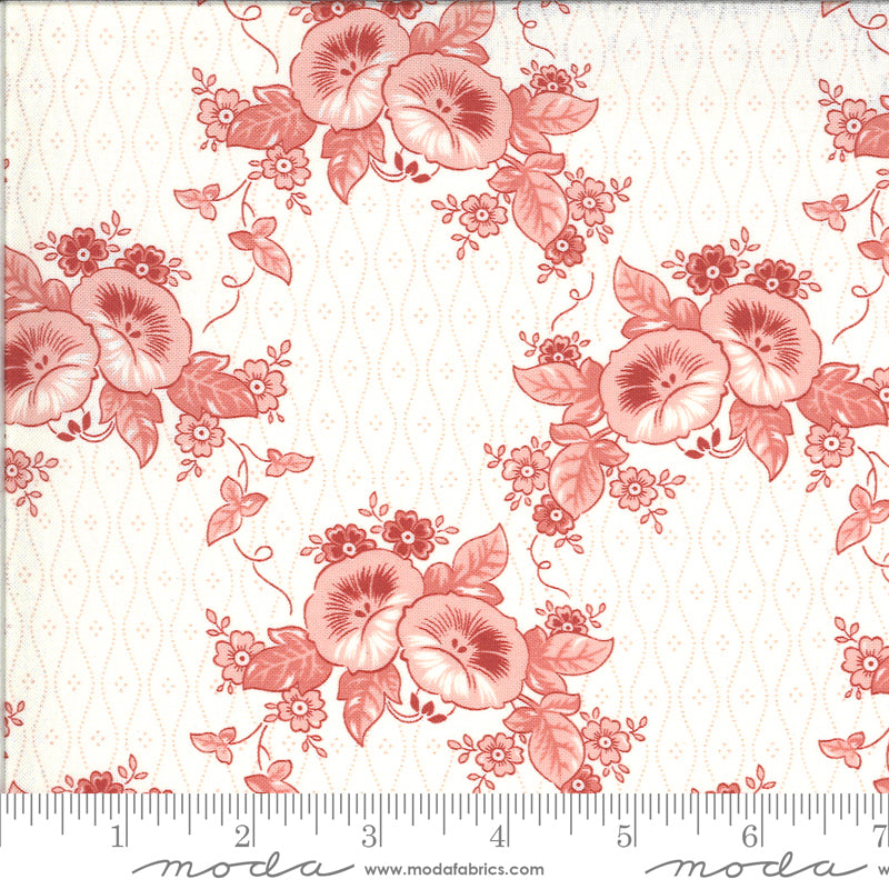 Roselyn Morning Glory Cream with Pink Flowers 14911 11 by Minick & Simpson for Moda