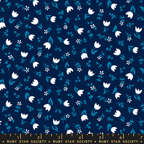 Smol Tulip Calico Navy RS3017 14 designed by Ruby Star Society for Moda