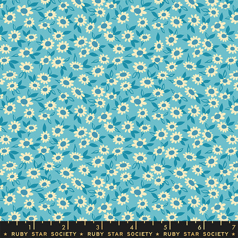 Stay Gold Turquoise Morning Daisy Flower RS0023 15 designed by Melody Miller of Ruby Star Society for Moda