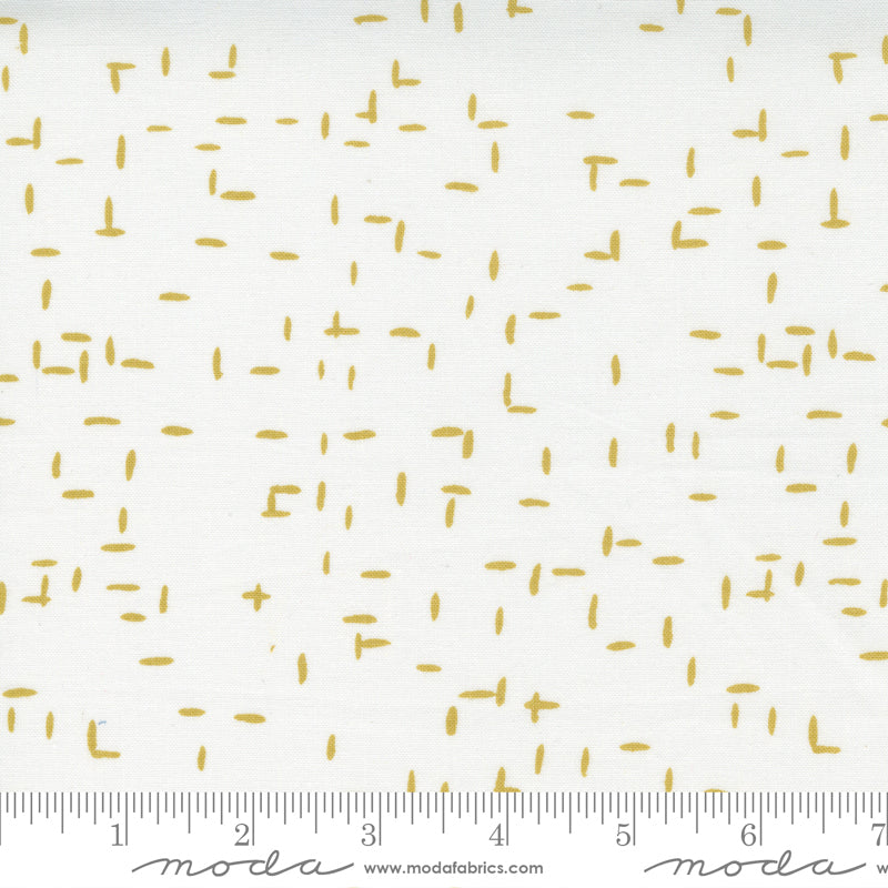 Words To Live By Cloud White with Mustard Tweedy Doodle 48324 24 designed by Gingiber for Moda