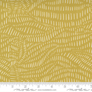 Words To Live By Mustard Scattered Lines Doodle 48323 16 designed by Gingiber for Moda