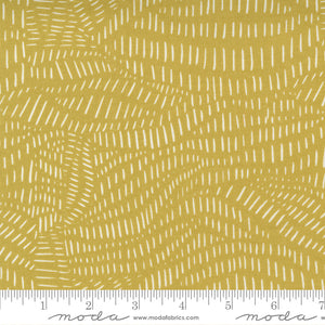 Words To Live By Mustard Scattered Lines Doodle 48323 16 designed by Gingiber for Moda