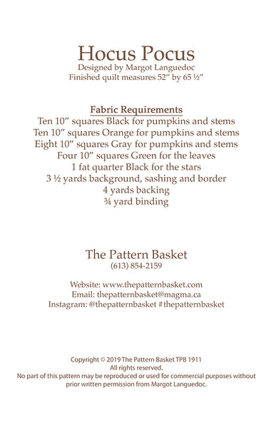 Hocus Pocus Pattern TPB 1911 by Margot Langeudoc of The Pattern Basket