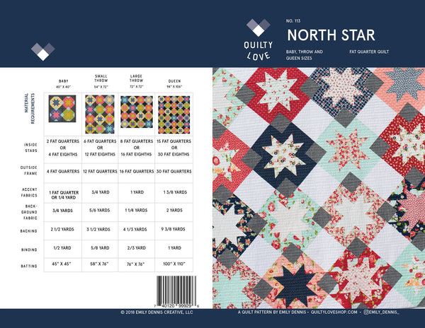 North Star Quilt Pattern by Emily Dennis of Quilty Love - join in on Emily's Quilt Along