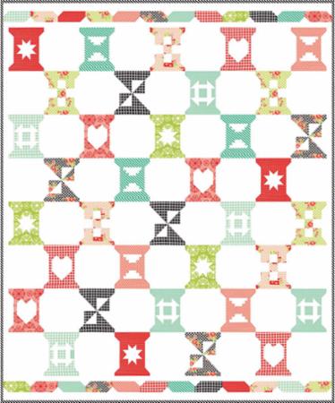 Spool Sampler Boxed Quilt Kit with Handmade Fabric Collection designed by Bonnie Olaveson of Cotton Way
