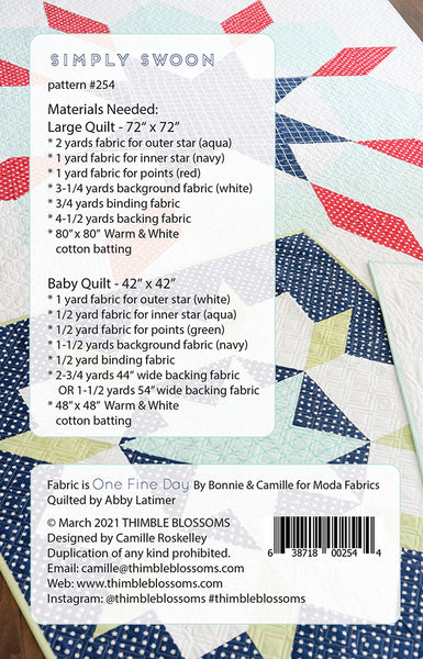 Simply Swoon Quilt Pattern TB 254 by Camille Roskelley of Thimble Blossom
